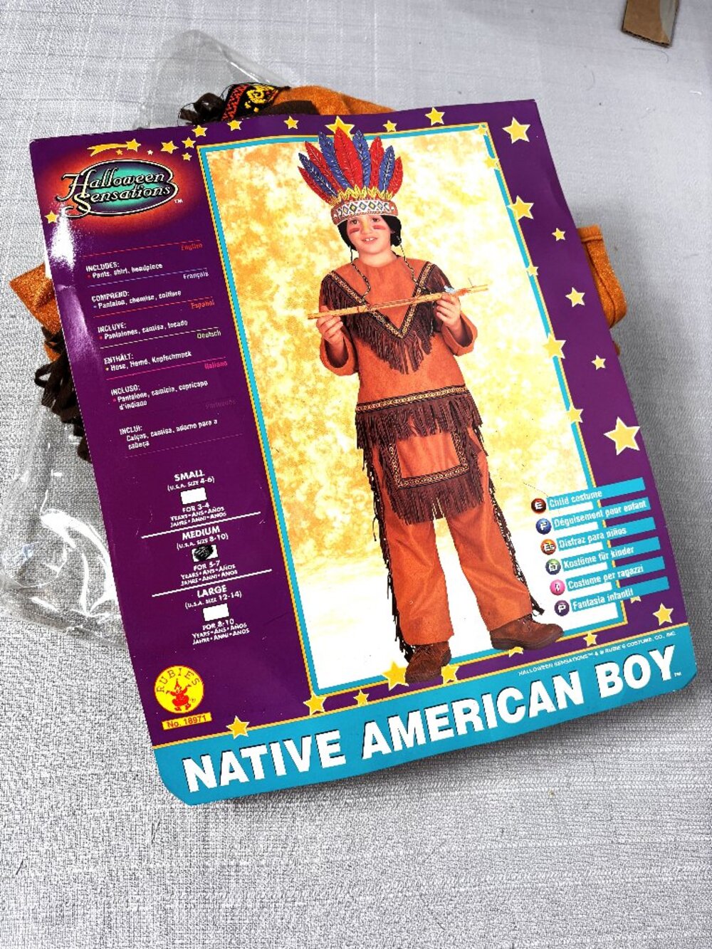 Rubie’s Native American Boy Faux Suede Costume Sz 8-10 NWT